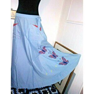 Womens Skirt Boho Peasant Wrap Sz S/M Hand Made Maxi Butterfly patchwork pockets